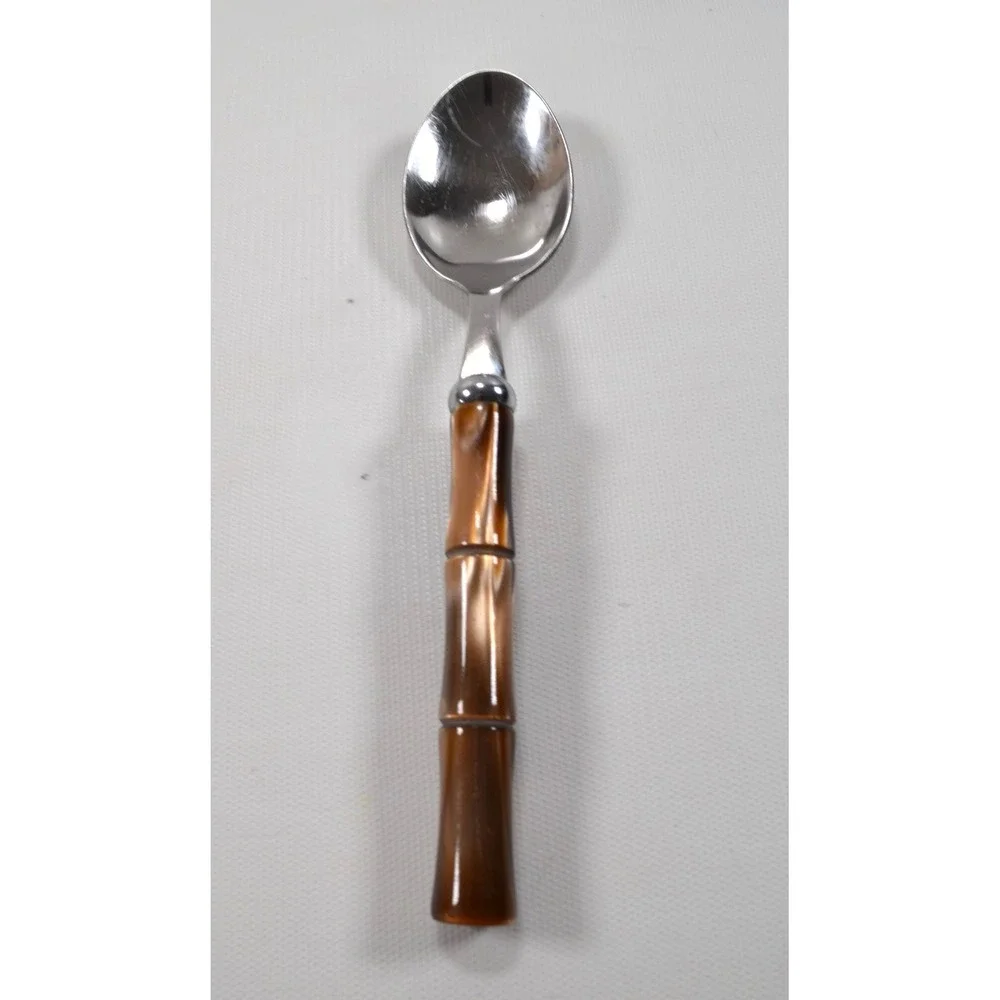 INOX 18/10 Faux Bamboo Flatware 11-Piece Resin Made in Italy‎ Stainless Vintage